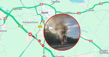 Autokar doszczętnie spłonął na autostradzie A4