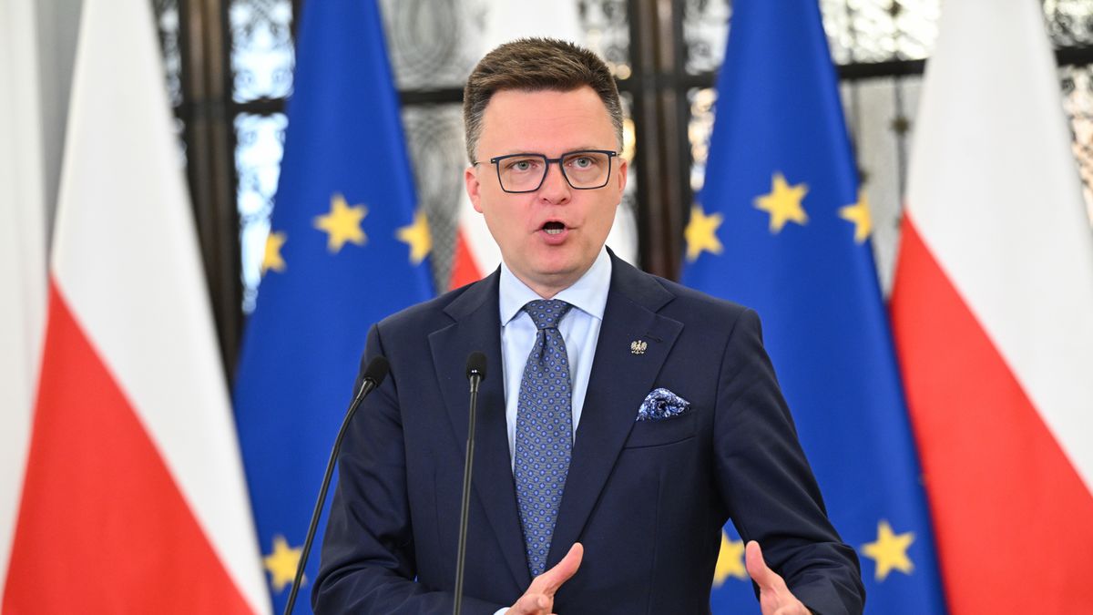 Warszawa, 03.06.2025. Marszałek Sejmu Szymon Hołownia na konferencji prasowej w Sejmie w Warszawie, 3 bm. (ad) PAP/Radek Pietruszka