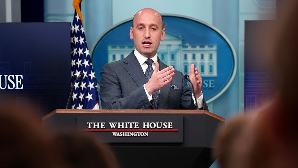 Stephen Miller Joins Karoline Leavitt For White House Press Briefing
WASHINGTON, DC - MAY 01: White House Deputy Chief of Staff Stephen Miller speaks  the daily press briefing in the Brady Press Briefing Room at the White House on May 1, 2025 in Washington, DC. This week marks the first 100 days of U.S. President Donald Trump's second term. (Photo by Andrew Harnik/Getty Images)
Andrew Harnik