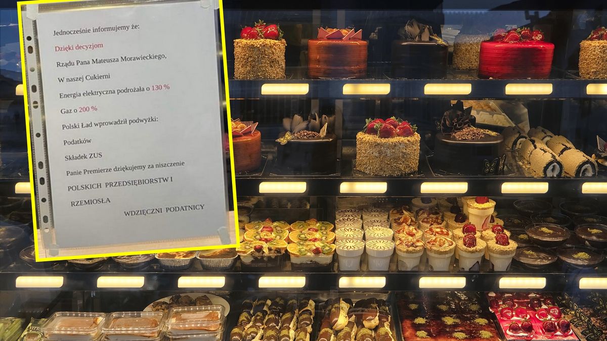 Taką kartkę wywieszono w myślenickiej cukierni