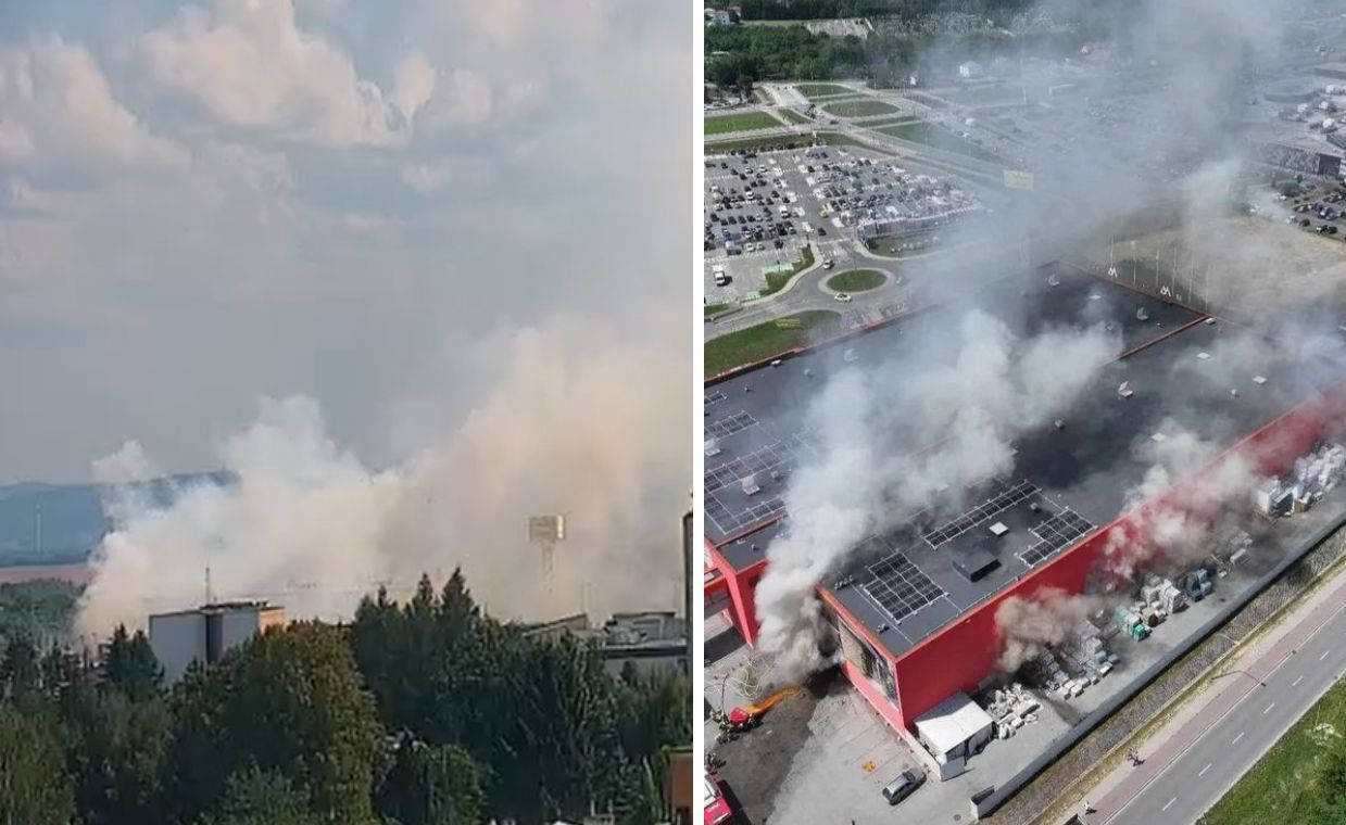 "Ekstremalnie trudny" pożar w Krośnie. Strażak zasłabł w czasie walki z ogniem. Wybuchają chemikalia