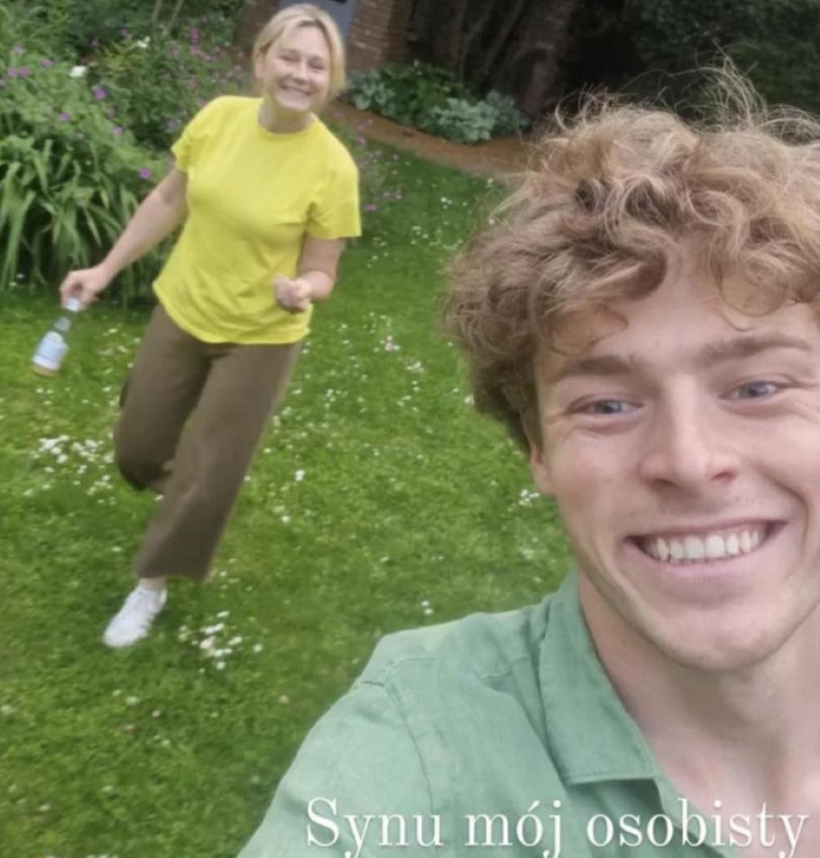 Maja Popielarska ze starszym synem Kubą