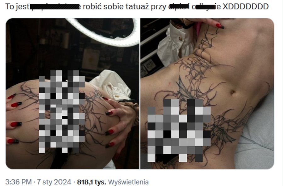 Wytatuowała sobie okolice miejsc intymnych. Wzbudziła kontrowersje