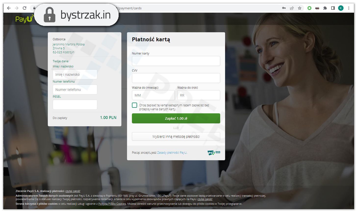 Fałszywa strona płatności