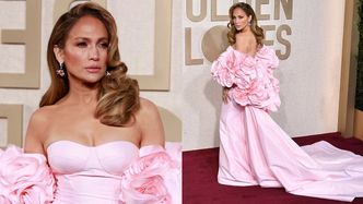 54-letnia Jennifer Lopez zachwyca w RÓŻOWEJ sukni z trenem i kwiecistymi rękawami na Złotych Globach (ZDJĘCIA)