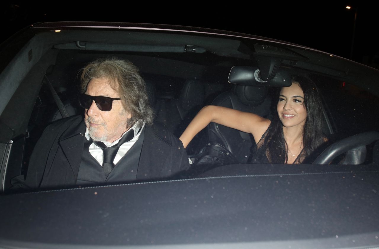 Al Pacino and Noor Alfallah together after a date at a trendy restaurant