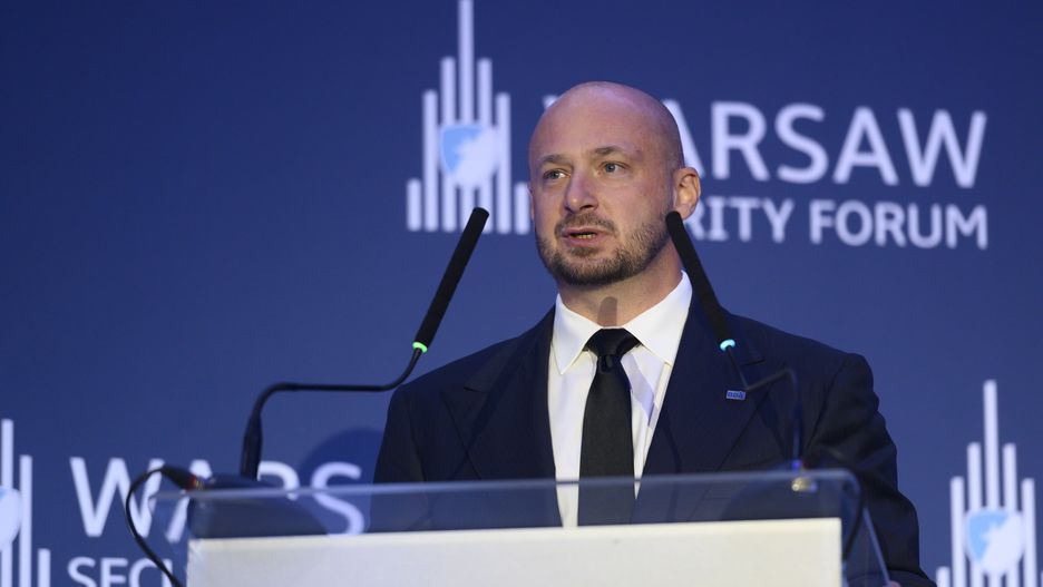 Head of Poland's National Security Bureau (BBN) Jacek Siewiera speaks during the Warsaw Security Forum 2024 in Warsaw, Poland on October 1, 2024. WSF2024, entitled 'Ensuring Security, Responding to Challenges,' marks the 25th anniversary of Poland's accession to NATO. The forum will run until 02 October. (Photo by Aleksander Kalka/NurPhoto via Getty Images)