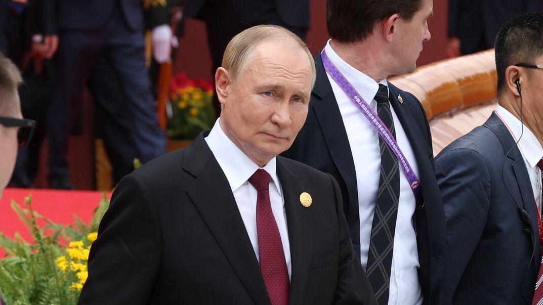 BEIJING, CHINA - SEPTEMBER 3: (----EDITORIAL USE ONLY - MANDATORY CREDIT - ' KREMLIN PRESS OFFICE / HANDOUT' - NO MARKETING NO ADVERTISING CAMPAIGNS - DISTRIBUTED AS A SERVICE TO CLIENTS----) Russia's President Vladimir Putin arrives for a reception in the Great Hall of the People, following a military parade marking the 80th anniversary of victory over Japan and the end of World War II, in Beijing on September 3, 2025. (Photo by Kremlin Press Office/Anadolu via Getty Images)