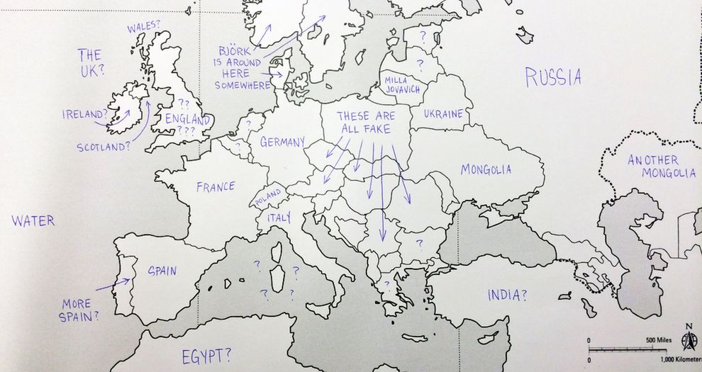 Amerykanie podpisują kraje na mapie Europy