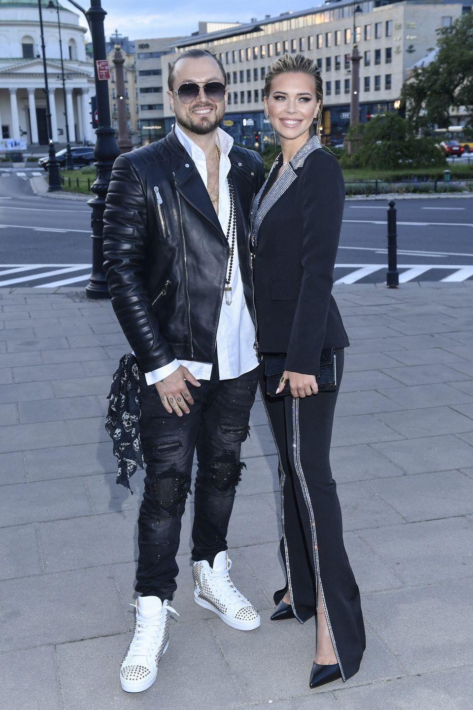 Sandra Kubicka i Baron na otwarciu butiku Philippa Pleina w Warszawie 