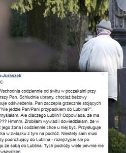 Starszy pan codziennie odwiedza grób żony. Potrzebuje asystenta. Pomóc mogą podróżujący z Warszawy do Lublina