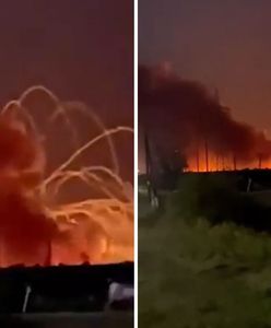 Kula ognia i wystrzały. Gigantyczny pożar w Rosji