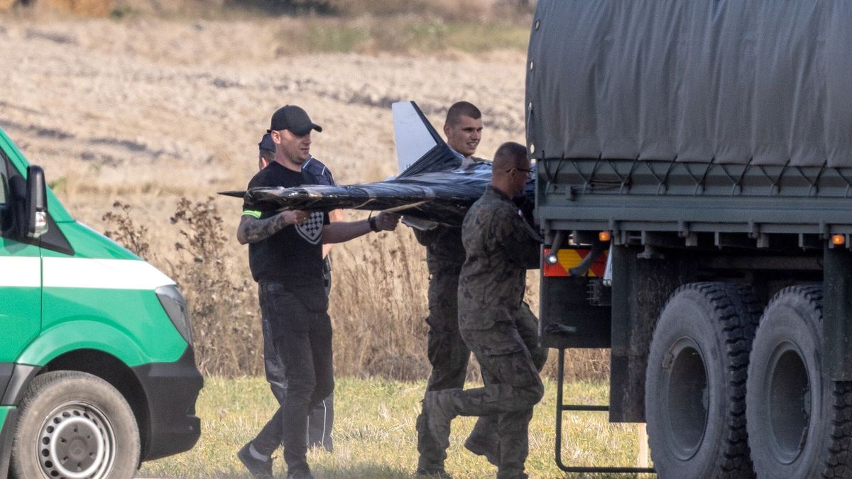 Wojska Obrony Terytorialnej Kraju w miejscu upadku rosyjskiego drona w miejscowości Wohyń