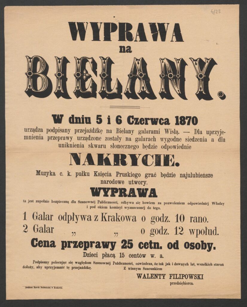 Plakat zabawy na Bielanach