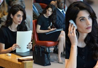 Poważne minki Amal Clooney na posiedzeniu Rady Bezpieczeństwa