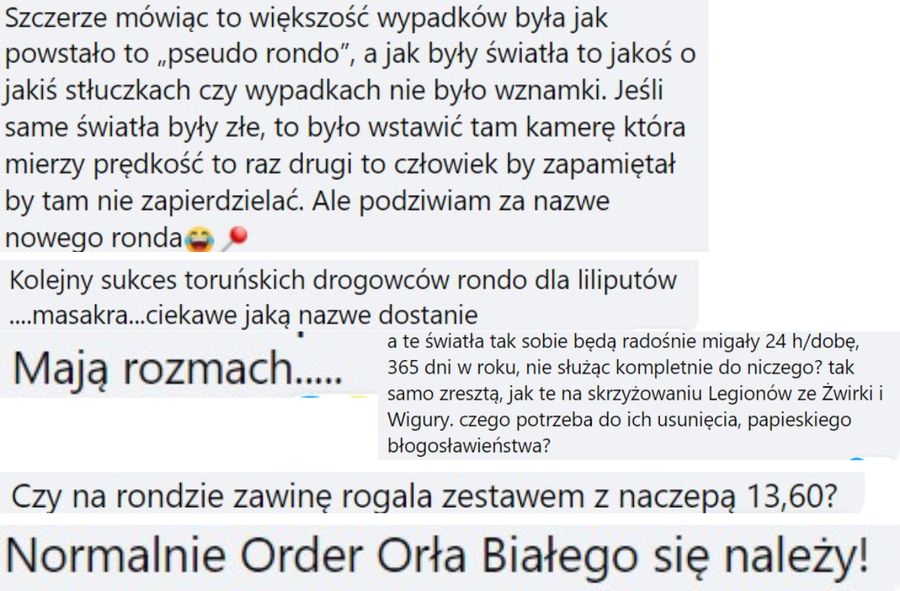 Komentarze dotyczące nowego ronda w Toruniu