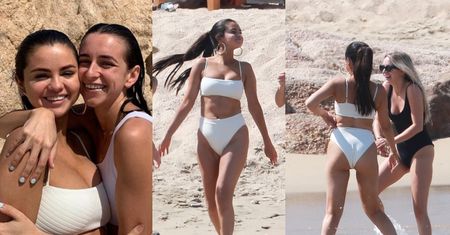 Roześmiana Selena Gomez bawi się na "wieczorze" panieńskim przyjaciółki na plaży w Meksyku (FOTO)