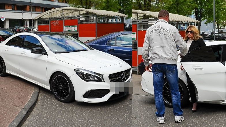 Beata Kozidrak przed rozprawą wysiada z mercedesa z szoferem