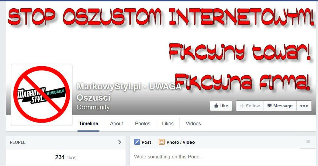 Oszukani przez Markowystyl.pl założyli stronę na Facebooku