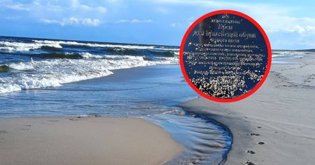 Znalezisko nad Bałtykiem. Widać napisy cyrylicą