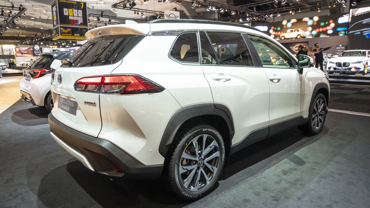 BRUSSELS, BELGIUM - JANUARY 13: Toyota Corolla Cross hybrid suv at Brussels Expo on January 13, 2023 in Brussels, Belgium. (Photo by Sjoerd van der Wal/Getty Images)
