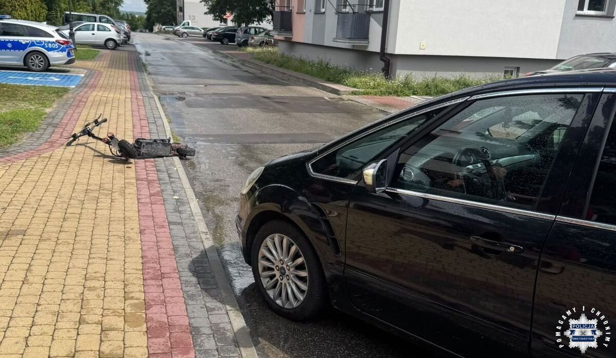 Hulajnogą elektryczną wjechał pod forda. 40-latek był pod wpływem środków odurzających