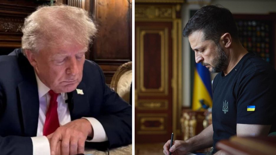 Donald Trump i Wołodymyr Zełenski. Obaj politycy wymieniają