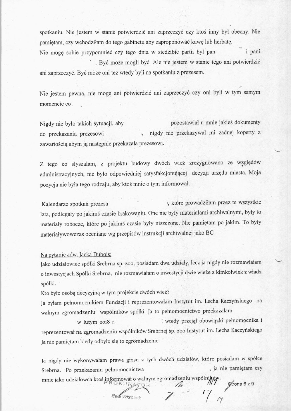 Protokół przesłuchania świadka
