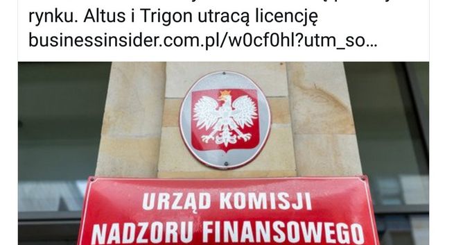 KNF zawiadomił prokuraturę o podejrzeniu przestępstwa w tekście Business Insidera o Altus i Trigon TFI
