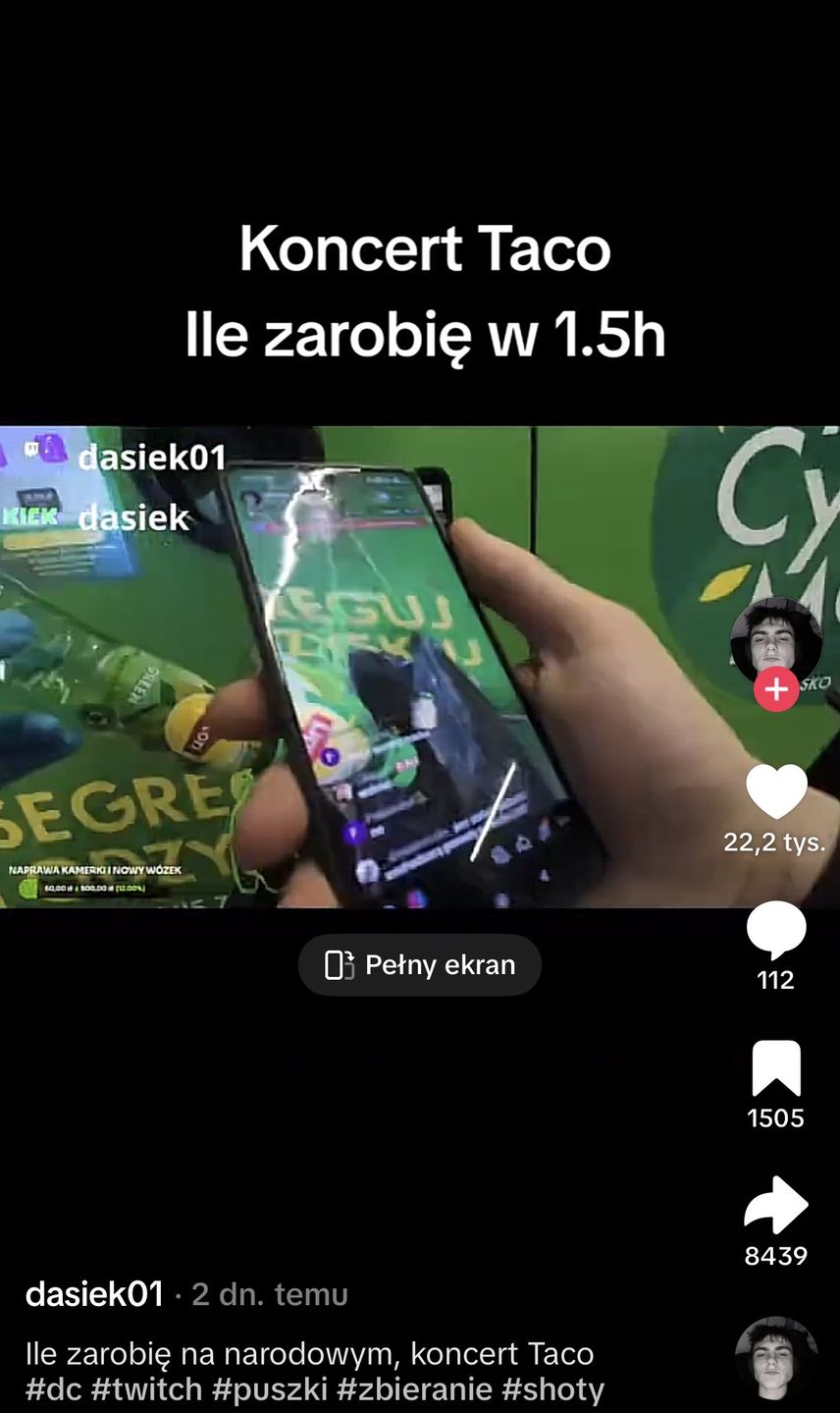 Streamer poszedł na koncert Taco i zbierał butelki