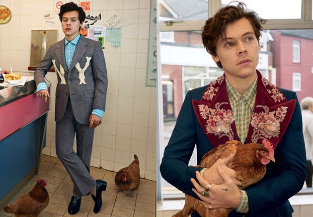Harry Styles ściska kurczaka w nowej kampanii Gucci
