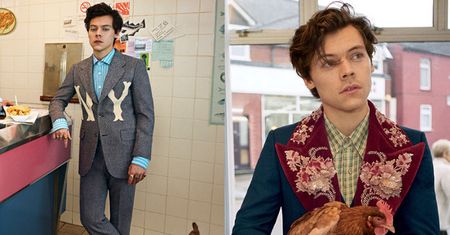 Harry Styles ściska kurczaka w nowej kampanii Gucci