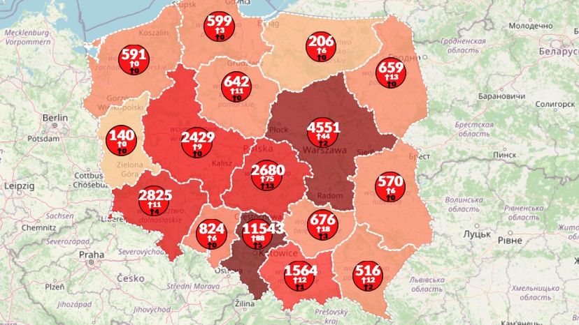 Mapa zakażeń koronawirusem w Polsce [stan na 18.06]