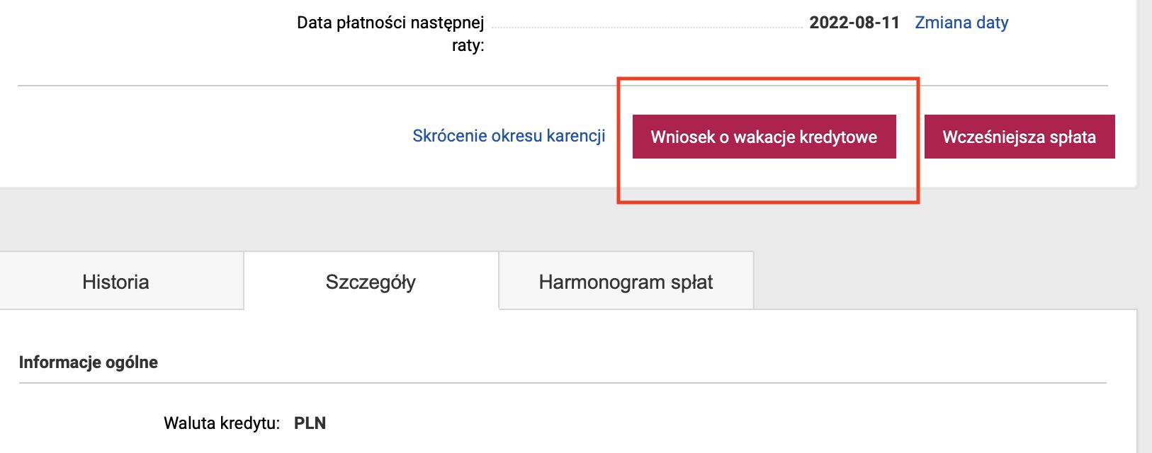 Wakacje kredytowe 2022