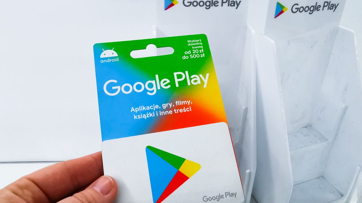 Google Play gift card is seen in a store in a shopping center in Krakow, Poland on January 11, 2023.  (Photo by Beata Zawrzel/NurPhoto via Getty Images)