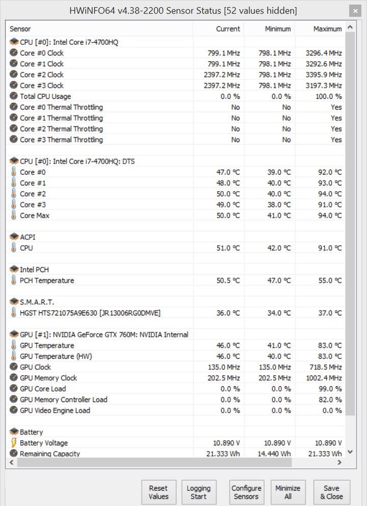 Asus G56JR - temperatury