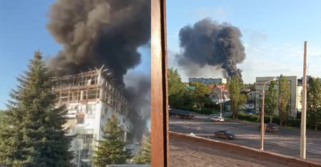 "Pierwszy taki atak". Kłęby czarnego dymu nad Ługańskiem [RELACJA NA ŻYWO]
