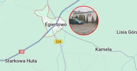 Ulewa w Egiertowie. Nagranie ukazuje siłę natury