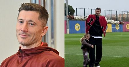 Szczęśliwy Robert Lewandowski świętuje strzelenie gola i pozuje na boisku z Klarą. Fajny tata?