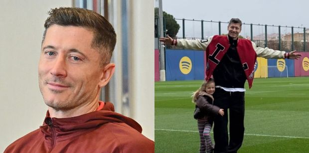 Szczęśliwy Robert Lewandowski świętuje strzelenie gola i pozuje na boisku z Klarą. Fajny tata?