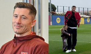 Szczęśliwy Robert Lewandowski świętuje strzelenie gola i pozuje na boisku z Klarą. Fajny tata?