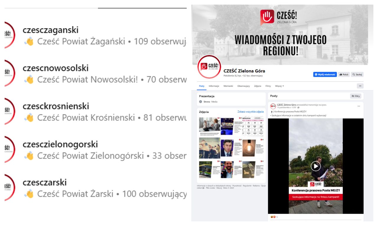 W maju 2021 roku, a potem w styczniu 2022 roku powstało w sumie 15 profili pod wspólną marką "Cześć". Nazwa odwołuje się do hasła - "Cześć! Jestem Mejza!"