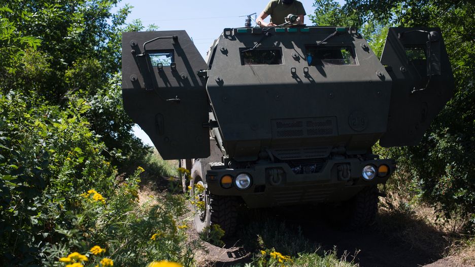 EASTERN UKRAINE , UKRAINE - JULY 1: A Ukrainian serviceman as seen on HIMARS on July 1, 2022 in Eastern Ukraine. 

(Photo by Anastasia Vlasova for The Washington Post via Getty Images)