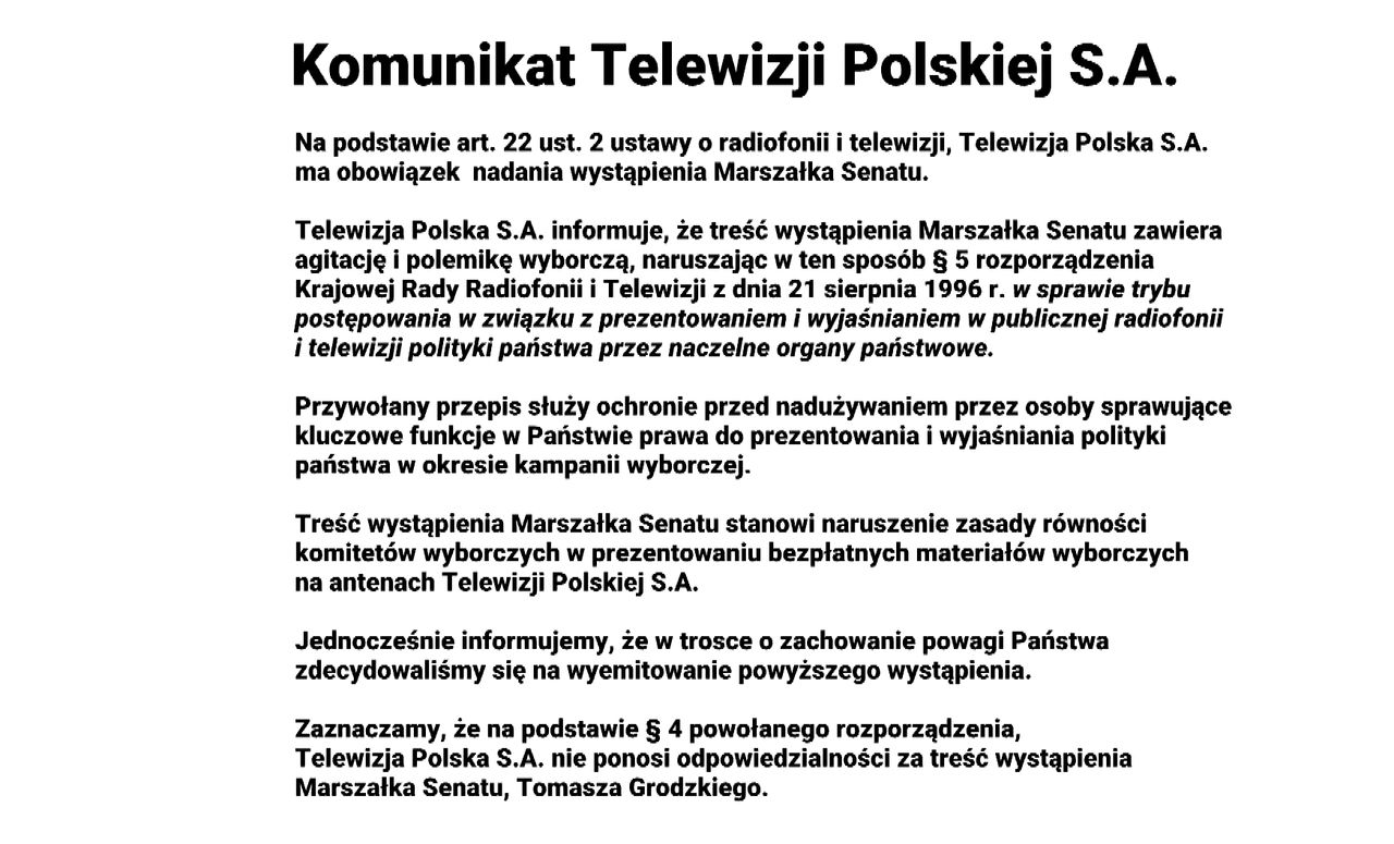 Komunikat TVP