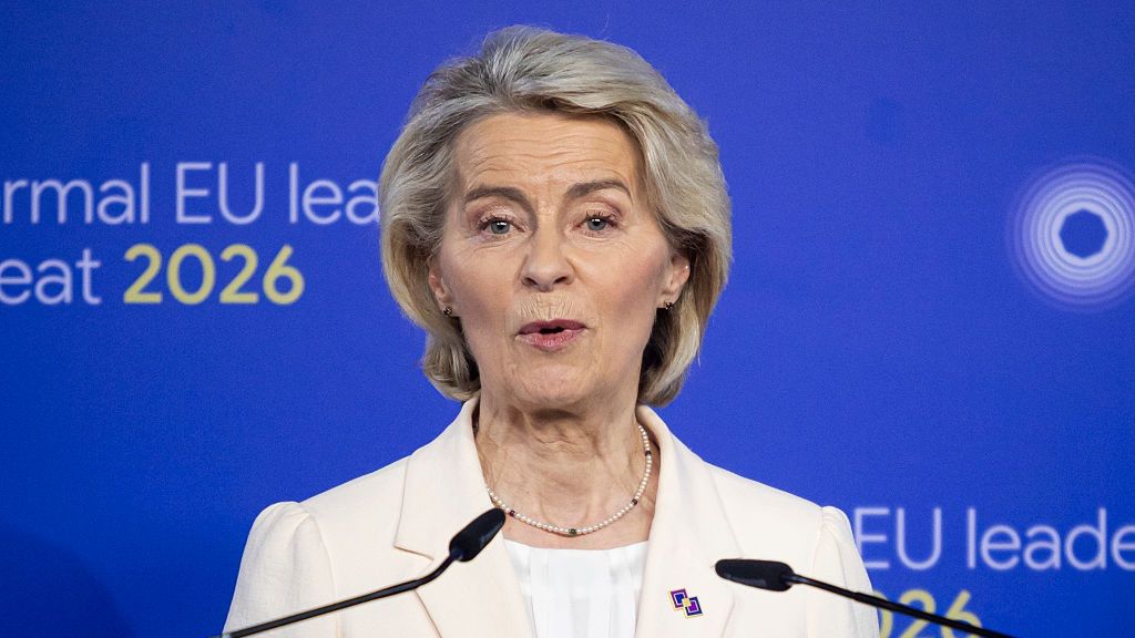 EU Leaders Informal Summit In Alden Biesen Castle
President of the European Commission Ursula von der Leyen holds a joint press conference with the President of the European Council with international media representatives after the end of the Informal EU leaders' retreat 2026 summit, at Alden Biesen Castle hosted by the European Council President. The European leaders meeting was about how to deepen the single market, reduce economic dependencies, strengthen EU competitiveness and strategic autonomy, planning the future initiative roadmap 'one Europe, one market' and boost competitiveness through common actions. Rijkoven, Bilzen-Hoeselt, Belgium on February 12, 2026 (Photo by Nicolas Economou/NurPhoto via Getty Images)
NurPhoto
alden biesen castle, eu, european commission president, one europe one market, german, single market, informal eu leaders' retreat, february 12, strategic autonomy, common actions, bilzen-hoeselt, european leaders, future initiative roadmap, international media, eu competitiveness, closeup, 2026 summit, economic dependencies, nicolas economou, summit, rijkoven, face expression