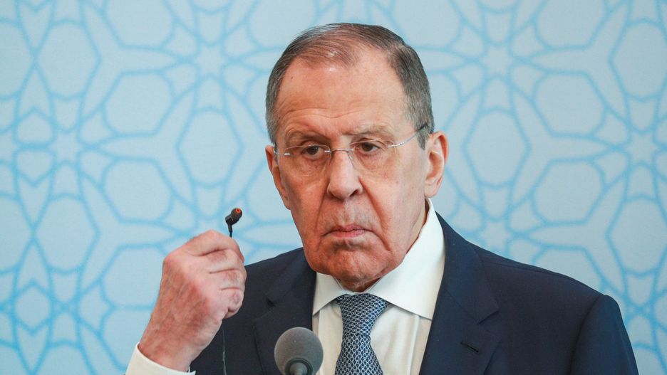 ANKARA, TURKIYE- APRIL 7: Russian Foreign Minister Sergey Lavrov and Türkiye Foreign Minister Mevlüt Çevuşoğlu met on April 7, 2023 in Ankara, Türkiye. After the visit, Lavrov and Çavuşoğlu spoke at the joint press conference on April 7, 2023 in Ankara, Türkiye. (Photo by Riza Ozel / dia images via Getty Images)