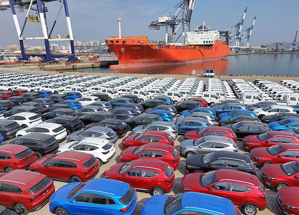 The United States Imposes Equivalent Tariffs
YANTAI, CHINA - APRIL 3, 2025 - A large number of Chinese-made cars are gathered at the port of Yantai to be loaded for export in Yantai, Shandong province, China on April 3, 2025. (Photo credit should read CFOTO/Future Publishing via Getty Images)
CFOTO