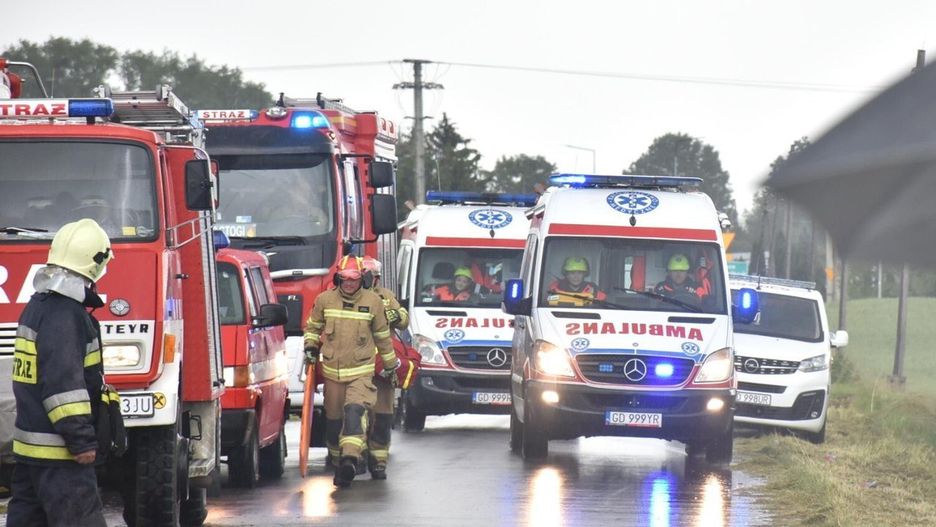 Ćwiczenia służb na DK 55 koło Malborka