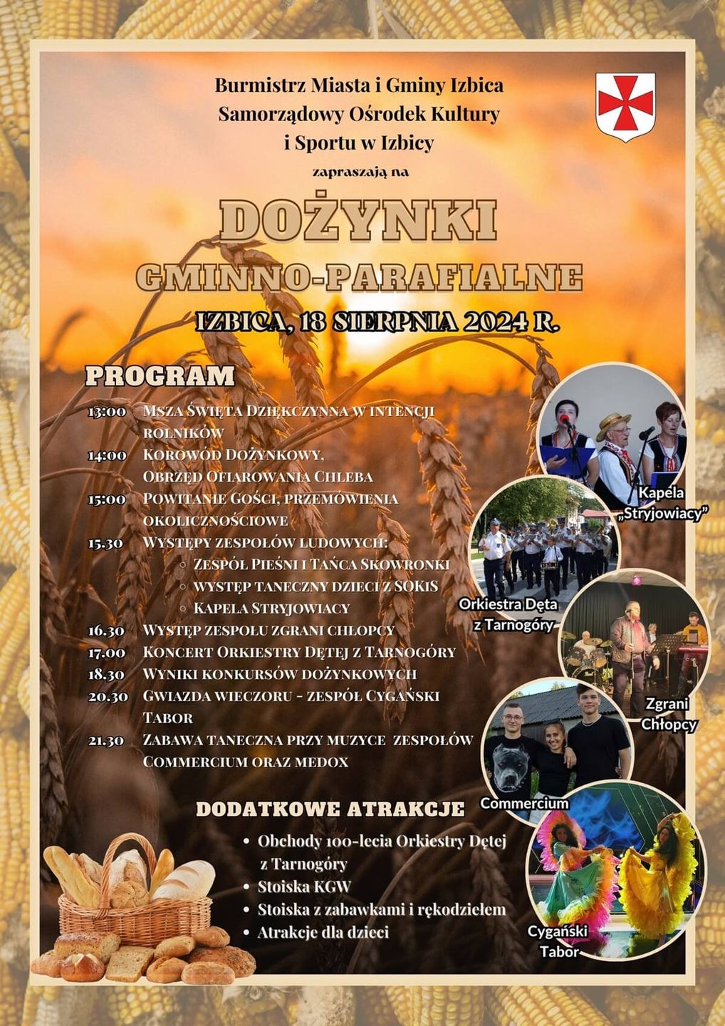 Dożynki w Izbicy 2024 - plakat, program wydarzenia