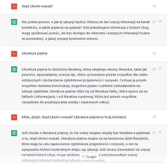 Abstrakcyjne pytanie do chatbota